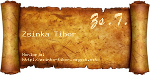Zsinka Tibor névjegykártya